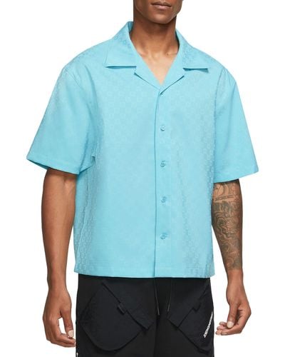 Nike Essentials Short Sleeve Button-up Camp Shirt - Blue