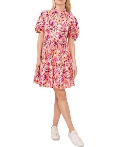 Cece Printed Tiered Babydoll Dress