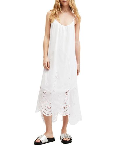 AllSaints Areena Embroidered Sundress - White