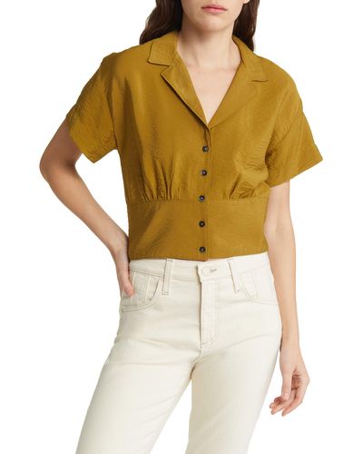 Madewell Drapey Banded Bottom Button-up Top - Yellow