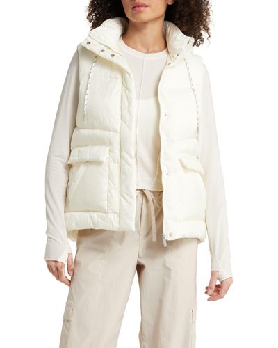 Zella Quilted Hooded Cocoon Vest - White