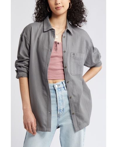 BP. Oversize Cotton Twill Shirt - Gray