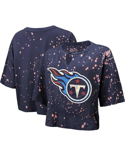 Majestic Threads Tennessee Titans Bleach Splatter Notch Neck Crop T-shirt At Nordstrom - Blue