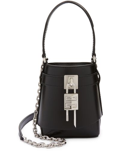 Givenchy Micro Shark Lock Leather Bucket Bag - Black