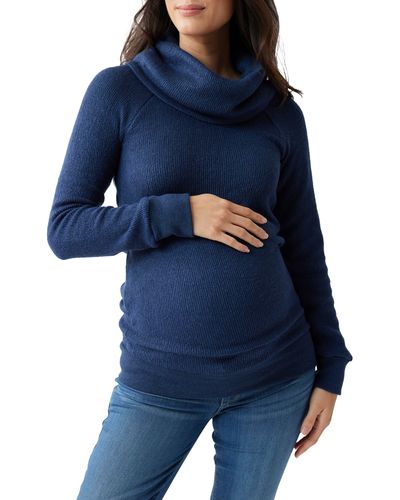 Ingrid & Isabel Cowl Neck Maternity Sweater - Blue