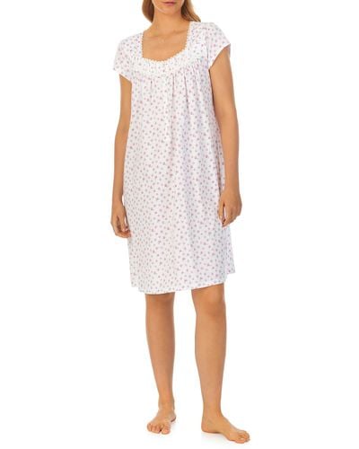 Eileen West Floral Cap Sleeve Short Nightgown - White