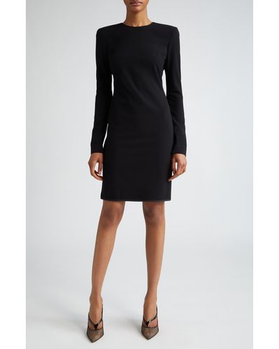 Victoria Beckham Long Sleeve Wool Blend Minidress - Black