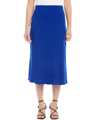 Karen Kane Bias Cut Midi Skirt - Blue