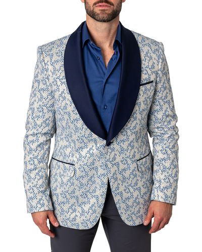 Maceoo Goldfoil Shawl Collar Dinner Jacket At Nordstrom - Blue