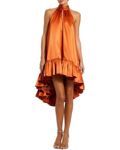 Mac Duggal Satin High-low Dress - Orange