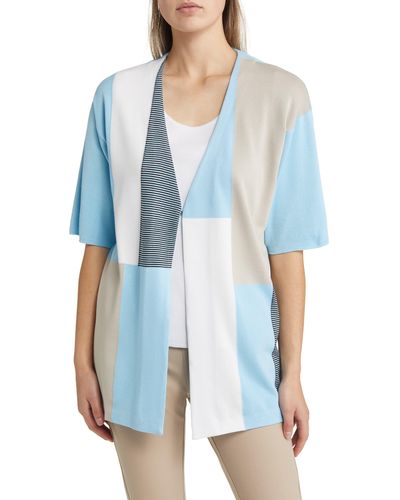Ming Wang Colorblock Knit Jacket - Blue
