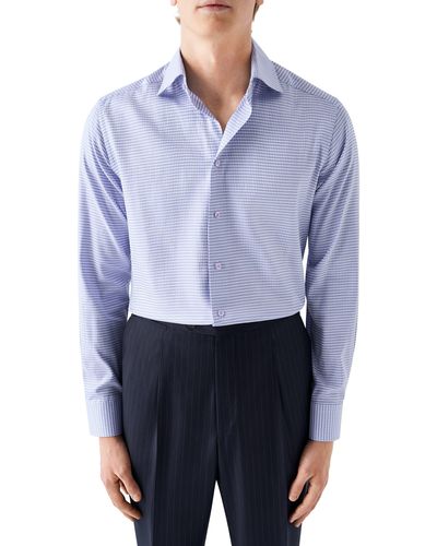 Eton Contemporary Fit Houndstooth Dress Shirt - Blue