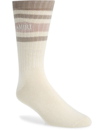 Amiri Logo Stack Stripe Cotton Blend Socks - White