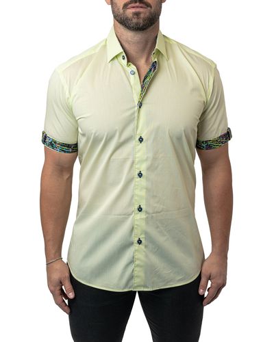 Maceoo Galileo Calamansi Contemporary Fit Short Sleeve Button-up Shirt At Nordstrom - Green