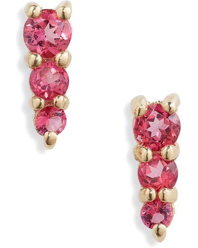 Bony Levy 14k Gold Pink Topaz Stud Earrings - Red