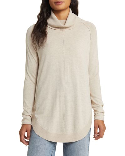 Caslon Caslon(r) Turtleneck Tunic Sweater - Natural