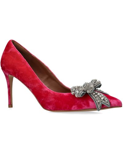 Kurt Geiger Belgravia Bow Velvet Pointed Toe Pump - Red