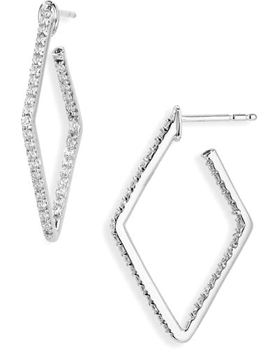 Roberto Coin Inside Out Diamond Square Hoop Earrings - Metallic
