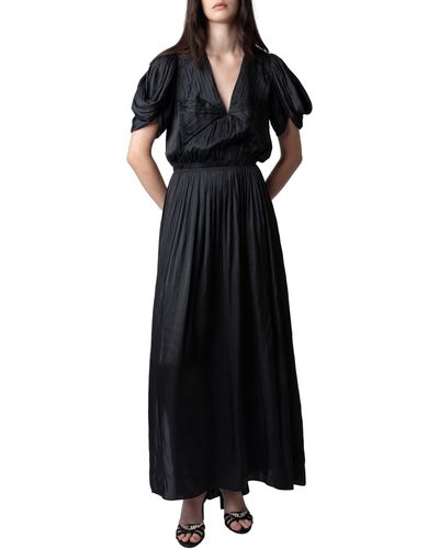 Zadig & Voltaire Reina Satin Maxi Dress - Black