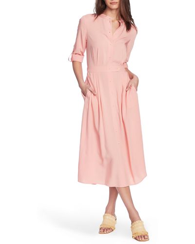 Court & Rowe Long Sleeve Midi Shirtdress - Pink