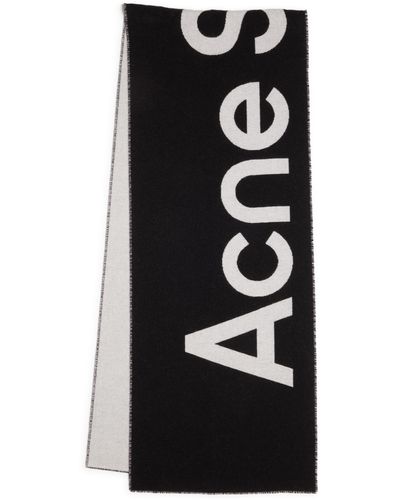 Acne Studios Toronty Logo Wool Blend Scarf - Black