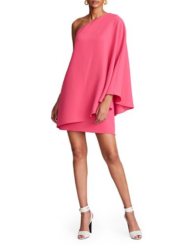 Halston Melina One-shoulder Crepe Cocktail Dress - Pink