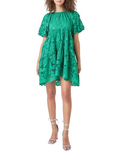Endless Rose Lace & Sequin Trapeze Minidress - Green