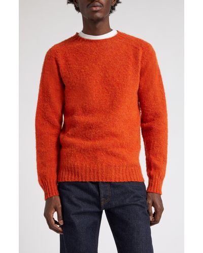Drake's Brushed Wool Crewneck Sweater - Orange