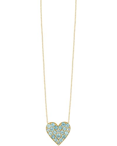 Bony Levy 14k Gold Swiss Blue Topaz Heart Pendant Necklace - Metallic