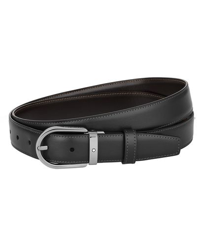 Montblanc Horseshoe Buckle Reversible Leather Belt - Black
