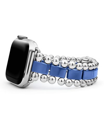 Lagos Smart Caviar Ceramic & Sterling Silver Apple Watch® Band - Blue