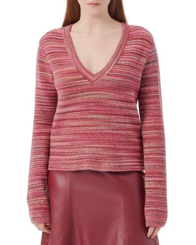 ATM Space Dye V-neck Sweater - Red