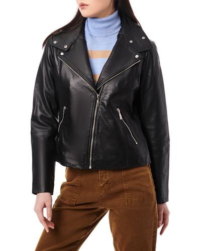 Bernardo Lambskin Leather Moto Jacket - Black