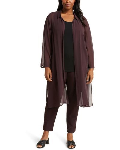 Eileen Fisher Open Front Silk Chiffon Jacket - Purple