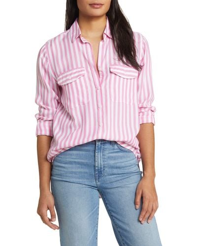 Beach Lunch Lounge Finley Stripe Button-up Shirt - Red