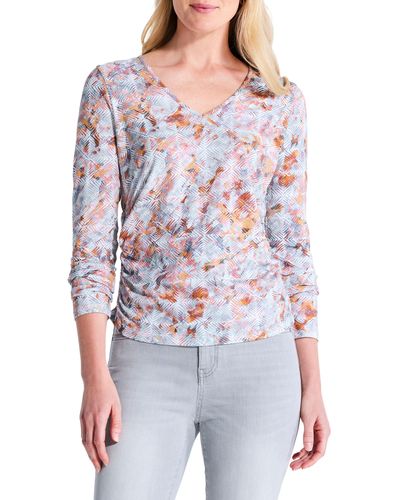NZT by NIC+ZOE Nzt By Nic+zoe Print Long Sleeve Cotton Top - Multicolor