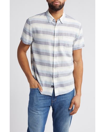 Rails Fairfax Stripe Short Sleeve Cotton Button-up Shirt - White