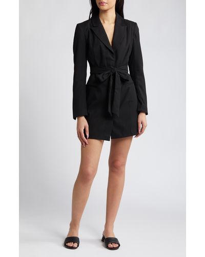 TOPSHOP Long Sleeve Blazer Minidress - Black