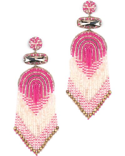 Deepa Gurnani Ishana Bead Chandelier Earrings - Pink