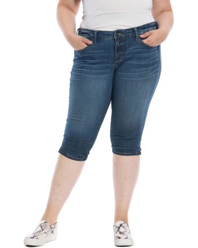 Slink Jeans New Pirate Side Slit Bermuda Denim Shorts - Blue