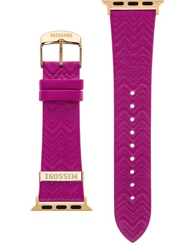 Missoni Zigzag 22mm Embossed Leather Apple Watch® Watchband - Pink