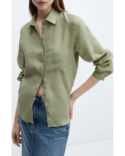 Mango Lino Linen Shirt - Green