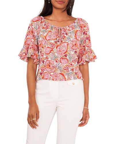 Chaus Floral Off The Shoulder Top - Red
