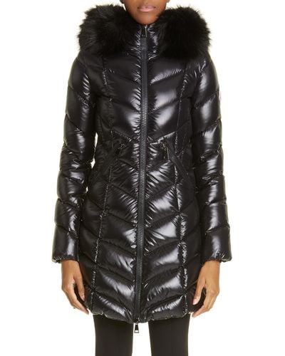 Moncler Fulmarre Quilted Down Coat With Faux Fur Trim - Black