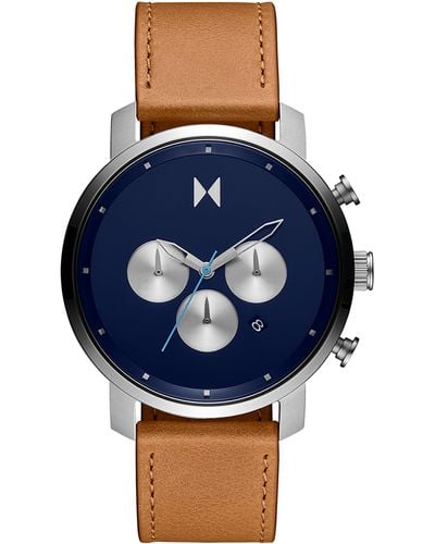 MVMT Chronograph Leather Strap Watch - Blue