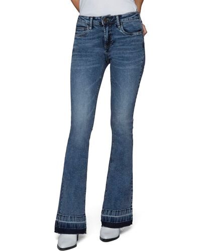 HINT OF BLU Mid Rise Released Hem Flare Jeans - Blue