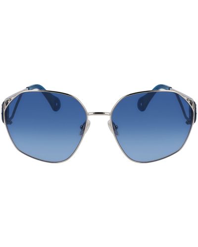 Lanvin Mother & Child 62mm Oversize Rectangular Sunglasses - Blue
