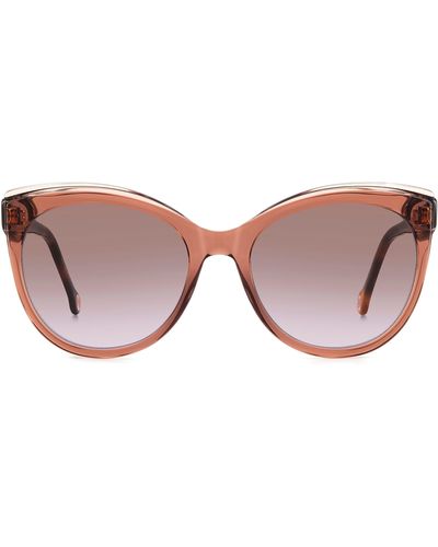 Carolina Herrera 57mm Gradient Round Cat Eye Sunglasses - Pink