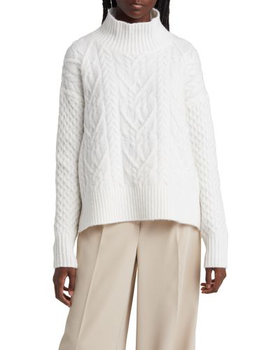 Nordstrom Mock Neck Cable Knit Sweater - White