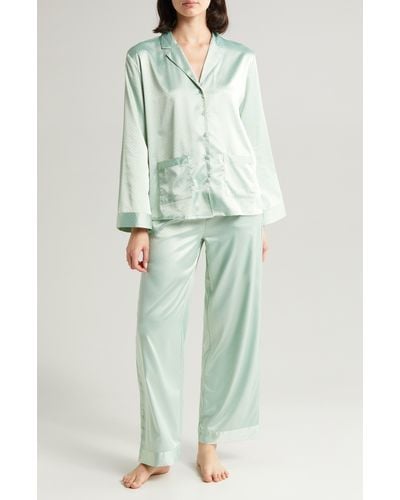 Nordstrom Dobby Satin Pajamas - Green